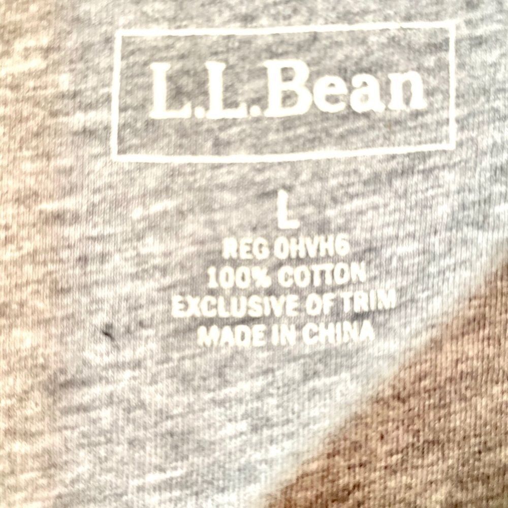 LL BEAN THERMAL TOP HEATHER GRAY w BLUE STRIPE L - Picture 5 of 6